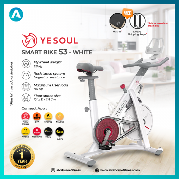smart magnetic spin bike yesoul s3 white